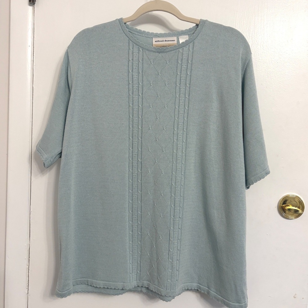 Alfred Dunner Woman's Short Sleeve Mint Knit Sweater Size 2X
